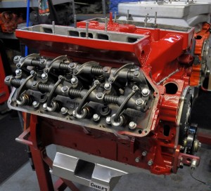 This Nostalgic Super Stock engine was built by DePillo in 2009. The dual-carbed engine was bored and stroked to 478cid and it pumps out 750 horses.