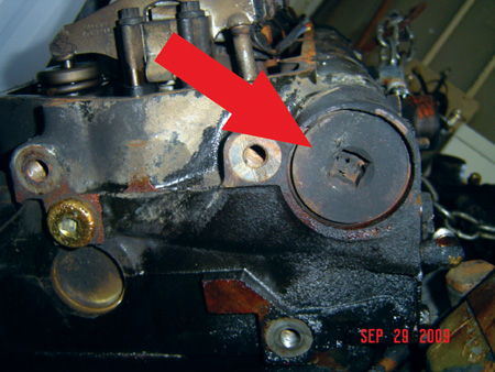 the oil barrel found in the cylinder head is used to help boost the oil pressure to activate the injectors.