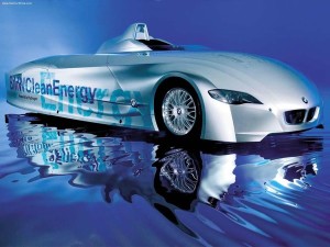 The BMW H2R (Hydrogen Racecar) is one of the first of a new breed of racecars adapted to run on liquid hydrogen fuel.