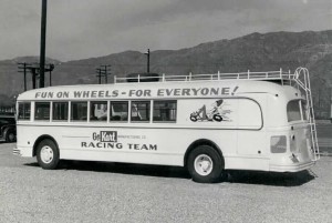 The Go Kart Company used a renovated bus to haul its race team around parts of California during the “kart craze” days.