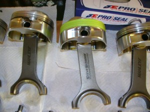 JE pistons and Manley Rods. the tape allows us to do a mock up of number 1.