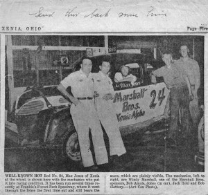 One of many flathead-powered cars that Jack worked on, this being a stock car  That’s Jack second from the right.