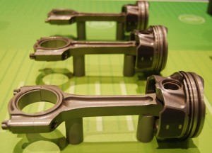 Low friction pistons and forged-steel connecting rods.