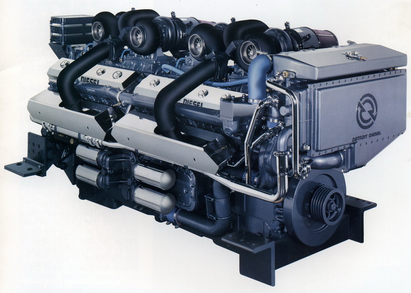 Detroit Diesel produced its two stroke Series 71 engines for almost 60 years, before the line was finally discontinued in 1995. Pictured here is the 24V71, which was a 27.9 liter V-24 engine with four turbochargers. Rumors abound that the Series 71 was finally taken off the market due to its poor emissions ratings. Millions likely remain on the road toady, found in trucks all over the world.