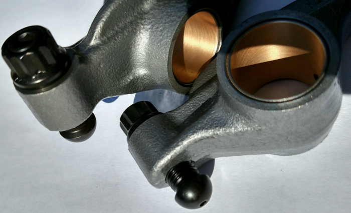 Duramax rocker arm with billet tool steel adjusters and lighter weight poly lock jam nut
