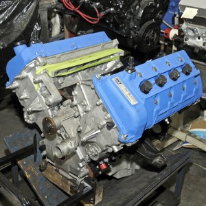 This 5.8L Ford Cobra drag engine is awaiting an upgrade which will provide 1500 horsepower when completed.