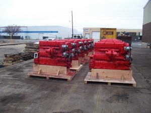 These ISX 15 engines, which were being shipped to a customer in Ecuador, have a power range about 450 hp.