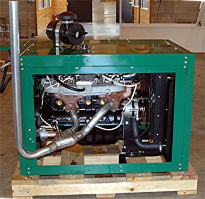 This 4.9L OXX engine stationary unit is ready for shipment, capable of running on ammonia, hydrogen, gasoline, propane, natural gas, or ethanol.