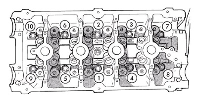 Figure 1 Cylinder head torque sequence for 2004-2005 Chrysler 2.4L engines.