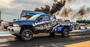 Johnny Gilbert of Stainless Diesel races this truck in the low 10s, drives the kids in the local school to events under a local benefit program and uses it to show what can be done to an engine in these diesel trucks. Photo Credit: NADM/DIESEL Motorsports