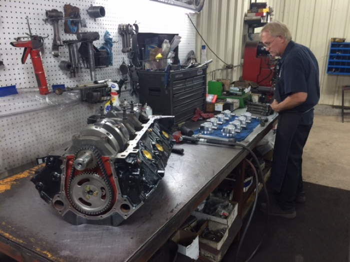 Mike Morphew assembles the components for the TV engine.