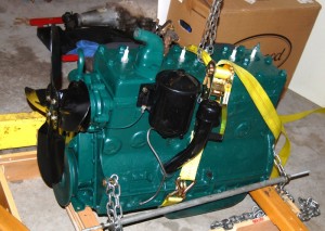 This six-cylinder engine came back from the engine shop with the block and head painted green and shiny black accessories.