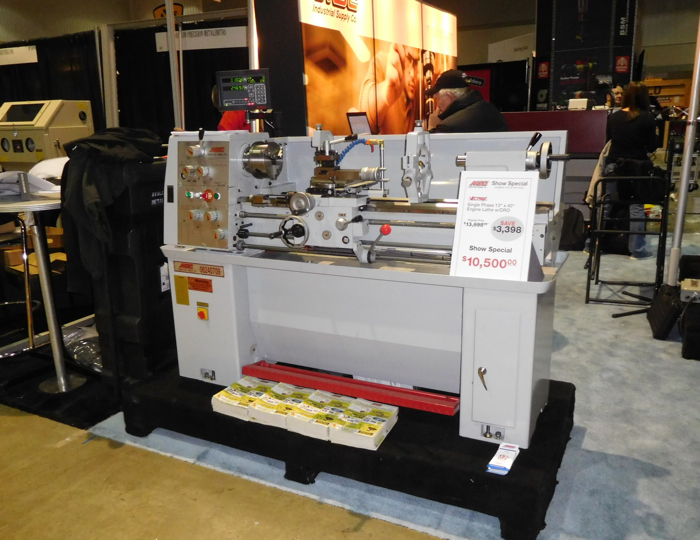 The $3,398 of savings on this MSC Vectrax single phase 13 x 40-in. engine lathe with DRO brought the show special price to $10,500.