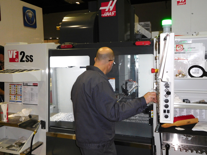 There was no charge to watch this operator running the $64,995 VF 2SS Super-Speed Vertical Machining Center and he put on a good show.