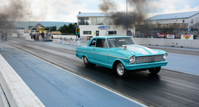 John Fyfee dropped a twin turbo Duramax in his 1962 Chevy Nova that easily runs in the low 9s and high 8s in the 1/4 mile.