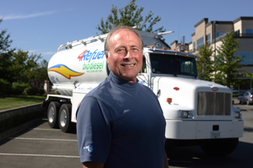 CEO Jack Lee with Biodiesel Tanker outside Langley Head Office, BC.