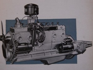 Over the years the straight eight was sold in different displacements and horsepower ratings. Details like the style of spark plug loom used are apparent at a close look. This engine has the 1952-1953 style spark plug arrangement. 