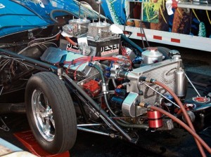 This is a great shot of “The Professor,” Warren Johnson’s Pro Stock engine. He’s considered to be an engine genius. I wonder how his tech inspections go?
