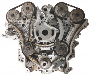 The 3.6L GM V6 engine has four camshafts, two idler sprockets, three timing chains, four shaft sensors and a crankshaft sensor in addition to the components in the VVT system. There are at least 15 pieces needed to service this timing system – a long way from yesteday’s three-piece sets. Photo courtesy Melling Engine Parts.