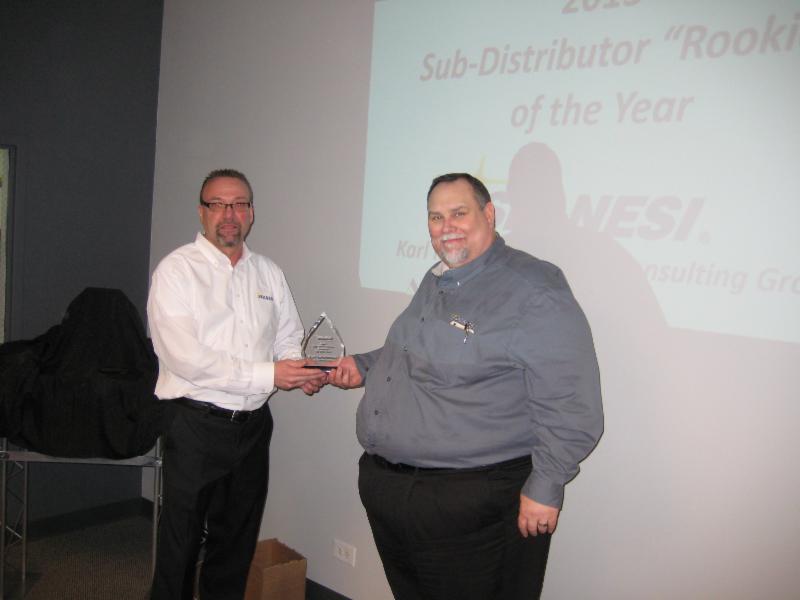 Karl Kirschenman (right) from K2 Consulting Group accepts the 2015 Spanesi Americas Sub-Distributor "Rookie" of the Year award.