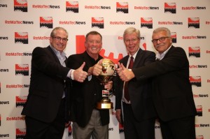 The members of the jury and 2014 winner Jack Stack.  From left to right: Doug Wolma, Jack Stack,  William Schwarck (Chairman of the Jury) and Volker Schittenhelm