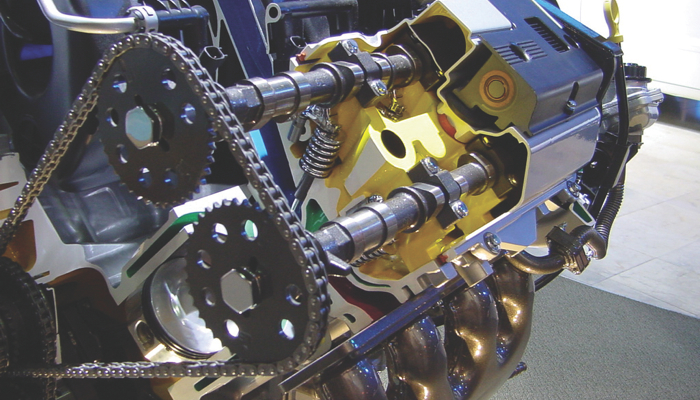 Overhead cam timing can be tricky on some engines. Always refer to the OEM timing procedure so you know how the timing marks are supposed to be aligned. On some engines, you have to count the chain links between sprockets to get the proper alignment.
