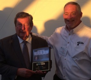 Robert G. (Bob) McGraw (left) was presented with the PERA's Lifetime Achievement Award by Engine Builder's publisher/editor Doug Kaufman (right).