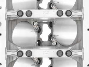 The LT1 aluminum block has cast in place liners, piston cooling jets, and nodular iron main caps.